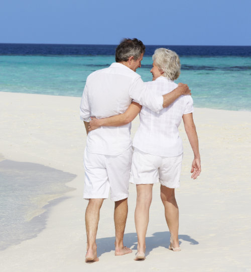 senior couple on beach